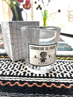 Astier de Villatte empty handblown French luxury candle vessel. Commune de Paris